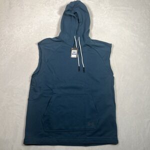 Under Armor Heavyweight Terry Sleeveless Hoodie Blue 1373231‎ 498 Men's XL NWT